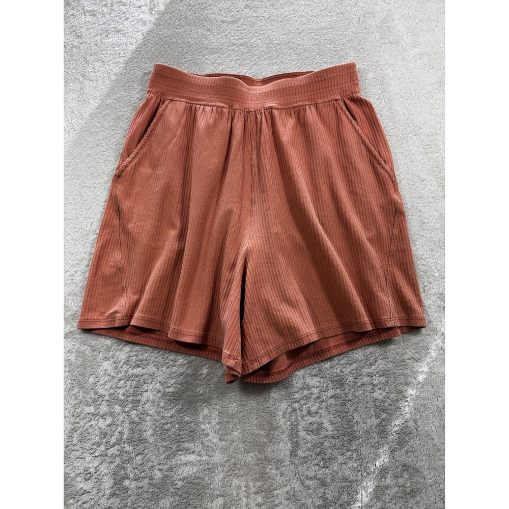 Lululemon Womens Ribbed High Rise Athletic Rust Orange Shorts 6 Meas: 27x5